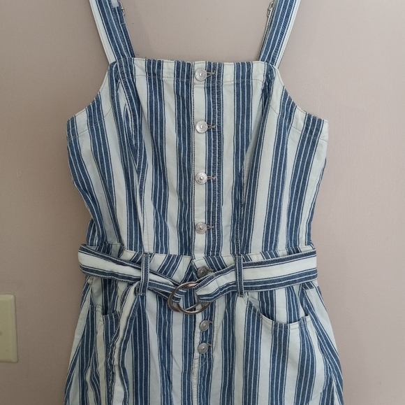 Rewash Blue/white Stripe Denim Mini Dress Button Front Womens Sz S - Picture 2 of 5